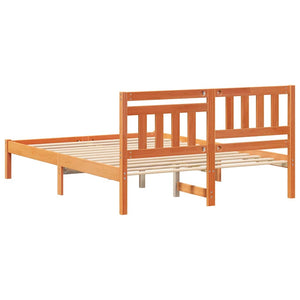 Σκελετός Κρεβατιού Καφέ κεριού 135 x 190 cm Μασίφ ξύλο πεύκου