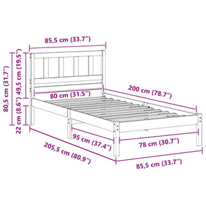 Σκελετός Κρεβατιού Κερωτό καφέ 80 x 200 cm Στερεά ξυλεία πεύκου