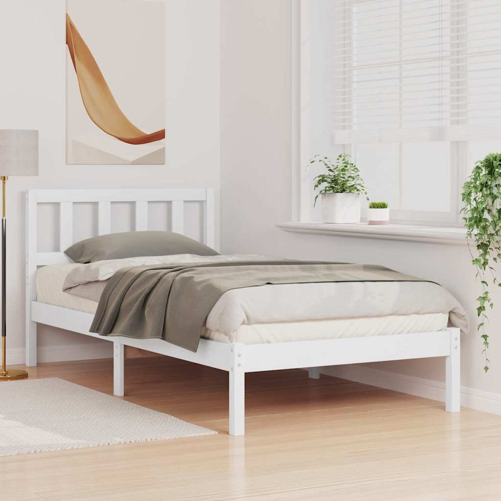 Σκελετός Κρεβατιού Λευκό 90 x 190 cm Στερεά ξυλεία πεύκου