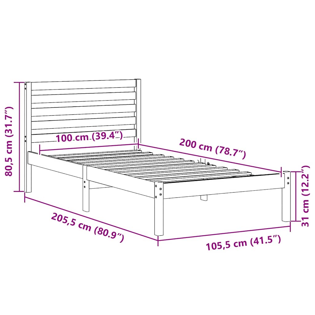 Σκελετός Κρεβατιού Κερωτό καφέ 75 x 190 cm Στερεά ξυλεία πεύκου - Pakobazaar