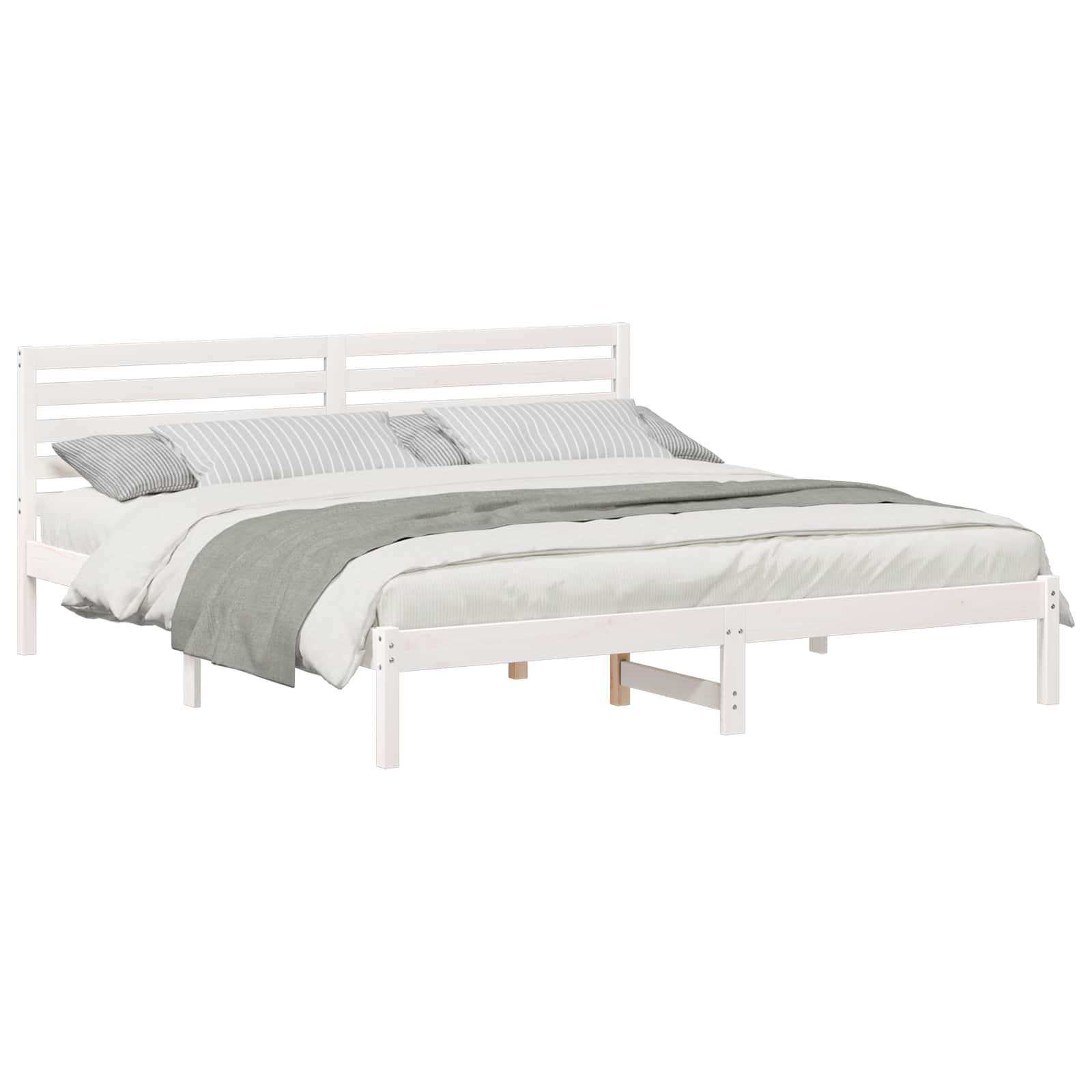 Σκελετός Κρεβατιού Λευκό 180 x 200 cm Στερεά ξυλεία πεύκου