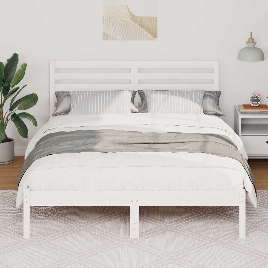 Σκελετός Κρεβατιού Λευκό 140 x 190 cm Στερεά ξυλεία πεύκου