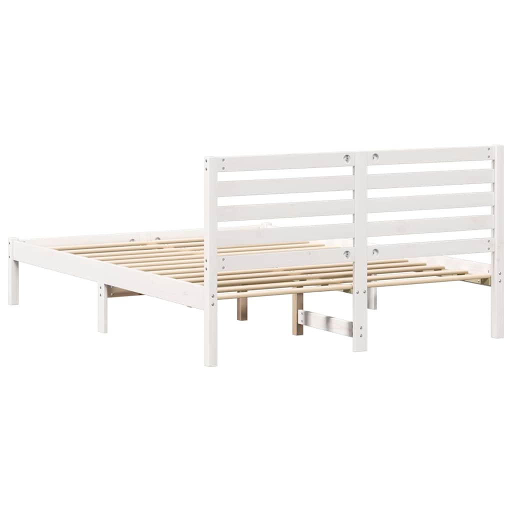 Σκελετός Κρεβατιού Λευκό 140 x 190 cm Στερεά ξυλεία πεύκου