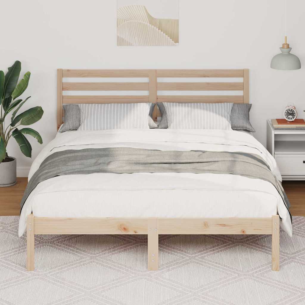Σκελετός Κρεβατιού Καφέ 135 x 190 cm Στερεά ξυλεία πεύκου
