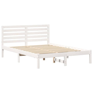 Σκελετός Κρεβατιού Λευκό 135 x 190 cm Στερεά ξυλεία πεύκου