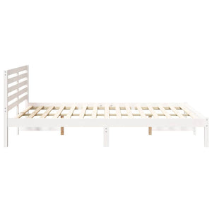 Σκελετός Κρεβατιού Λευκό 140 x 210 cm Στερεά ξυλεία πεύκου