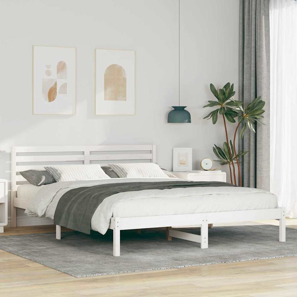 Σκελετός Κρεβατιού Λευκό 160 x 210 cm Στερεά ξυλεία πεύκου