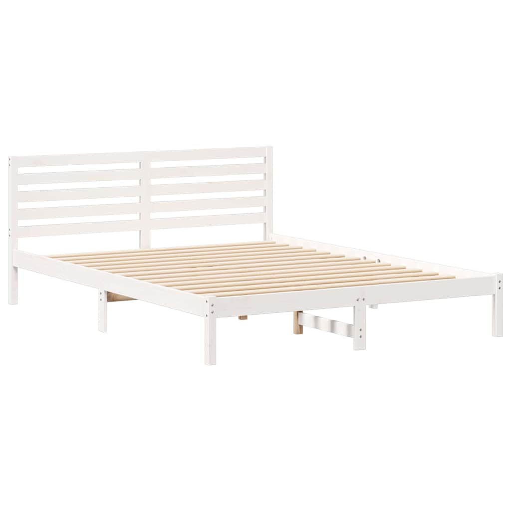 Σκελετός Κρεβατιού Λευκό 160 x 210 cm Στερεά ξυλεία πεύκου