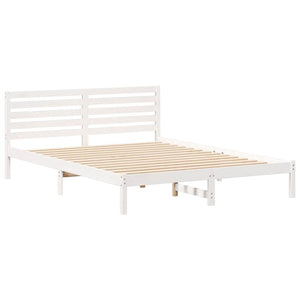 Σκελετός Κρεβατιού Λευκό 160 x 210 cm Στερεά ξυλεία πεύκου