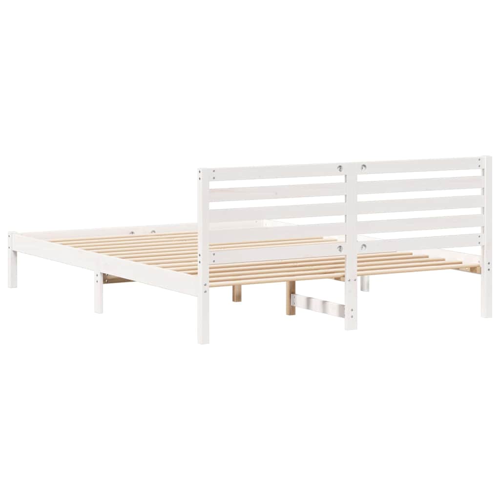 Σκελετός Κρεβατιού Λευκό 160 x 210 cm Στερεά ξυλεία πεύκου