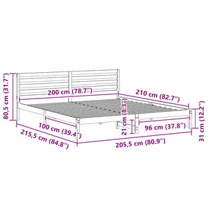 Σκελετός Κρεβατιού Λευκό 200 x 210 cm Στερεά ξυλεία πεύκου