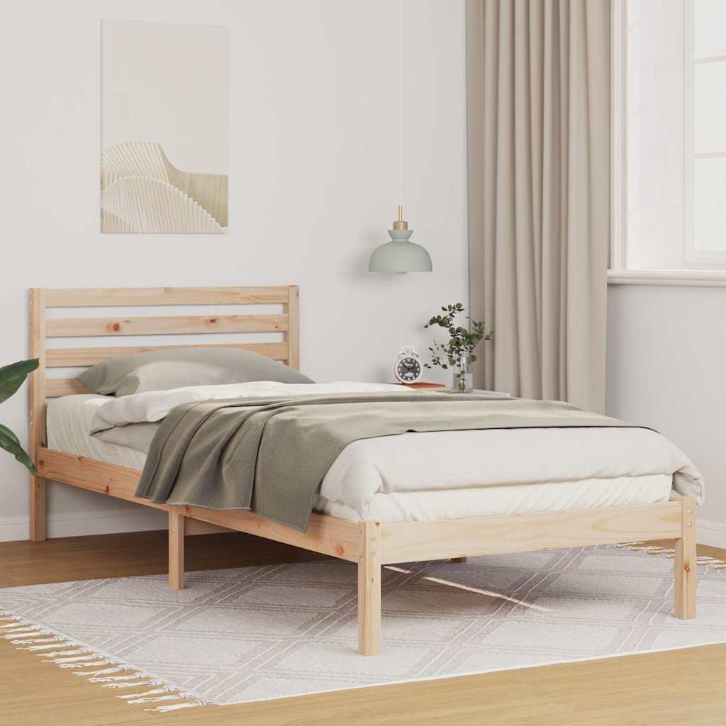 Σκελετός Κρεβατιού Καφέ 90 x 220 cm Στερεά ξυλεία πεύκου