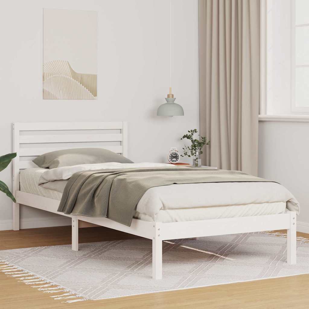 Σκελετός Κρεβατιού Λευκό 100 x 220 cm Στερεά ξυλεία πεύκου