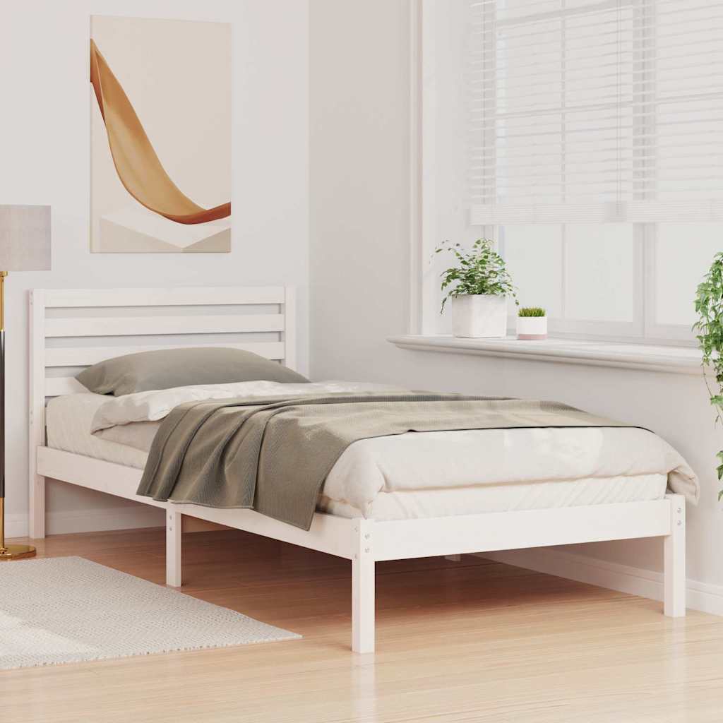 Σκελετός Κρεβατιού Λευκό 100 x 220 cm Στερεά ξυλεία πεύκου