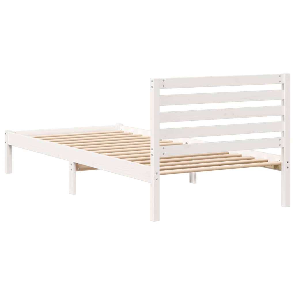 Σκελετός Κρεβατιού Λευκό 100 x 220 cm Στερεά ξυλεία πεύκου