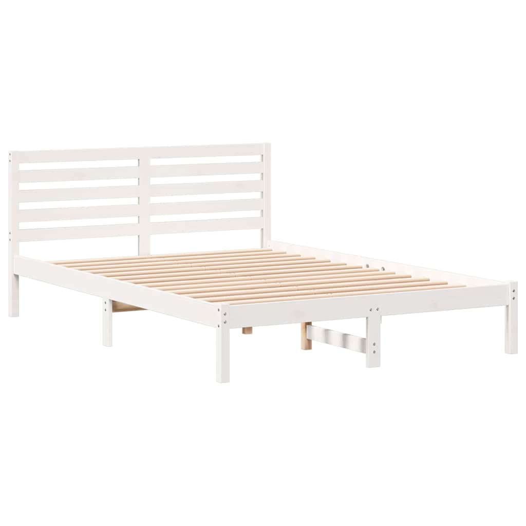 Σκελετός Κρεβατιού Λευκό 140 x 220 cm Στερεά ξυλεία πεύκου
