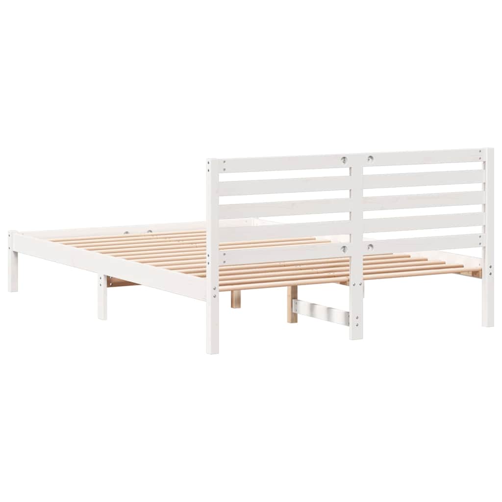 Σκελετός Κρεβατιού Λευκό 140 x 220 cm Στερεά ξυλεία πεύκου
