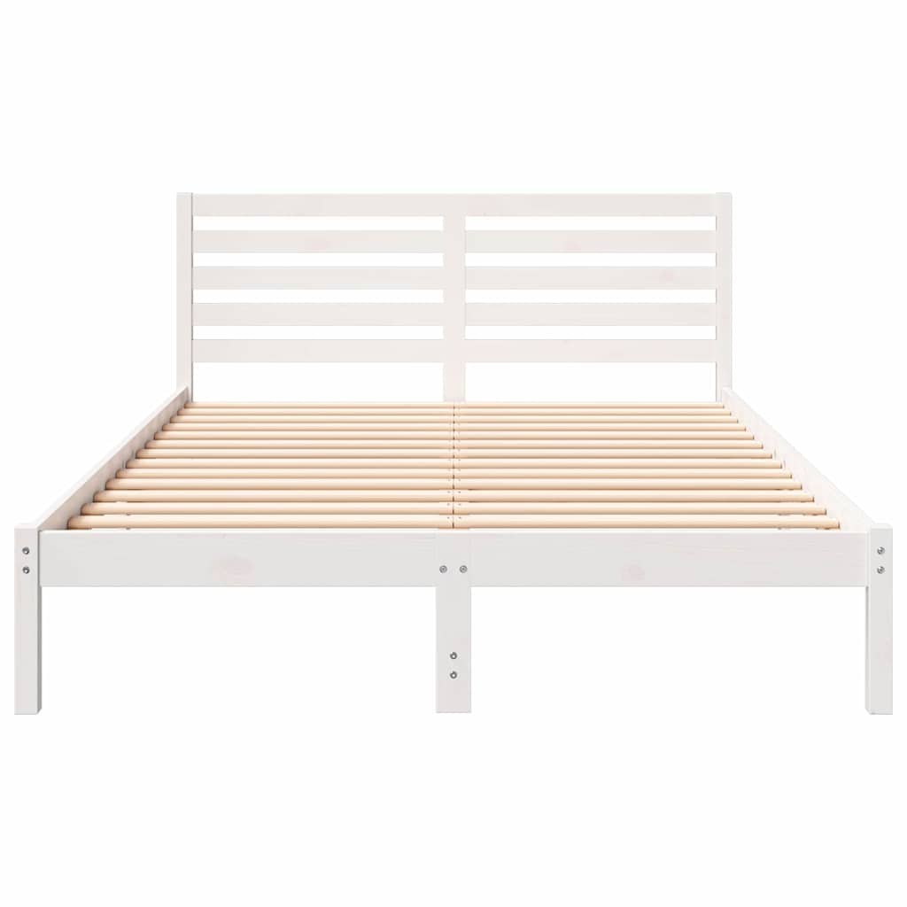Σκελετός Κρεβατιού Λευκό 140 x 220 cm Στερεά ξυλεία πεύκου