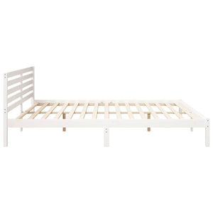Σκελετός Κρεβατιού Λευκό 200 x 220 cm Στερεά ξυλεία πεύκου