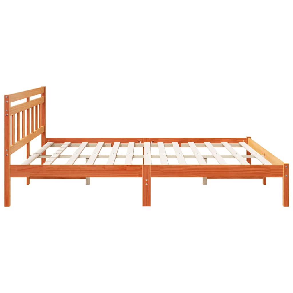 Σκελετός Κρεβατιού Καφέ 200 x 200 cm Στερεά ξυλεία πεύκου