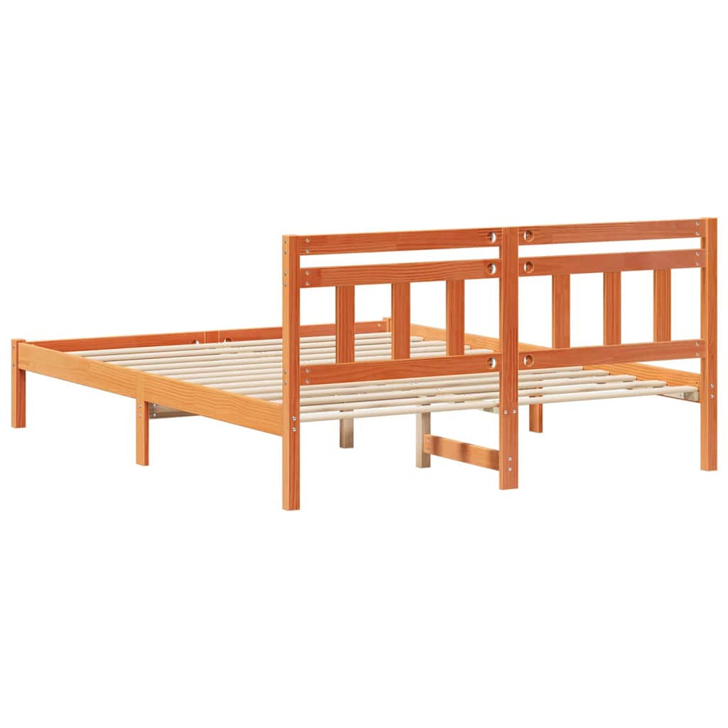 Σκελετός Κρεβατιού Καφέ 150 x 200 cm Στερεά ξυλεία πεύκου