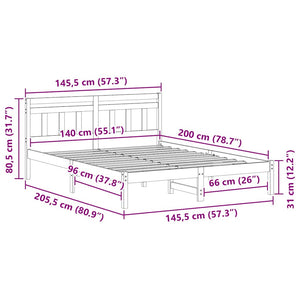 Σκελετός Κρεβατιού Καφέ 140 x 200 cm Στερεά ξυλεία πεύκου
