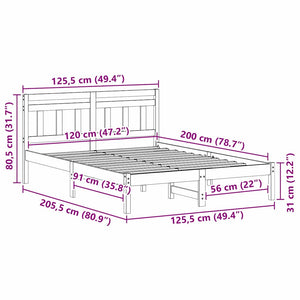 Σκελετός Κρεβατιού Καφέ 120 x 200 cm Στερεά ξυλεία πεύκου