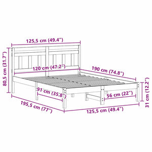 Σκελετός Κρεβατιού Λευκό 120 x 190 cm Στερεά ξυλεία πεύκου