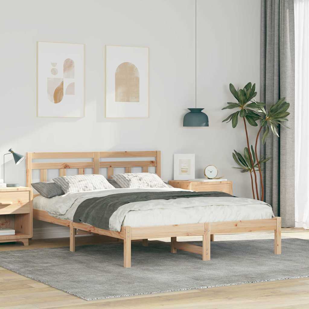 Σκελετός Κρεβατιού Καφέ 135 x 190 cm Στερεά ξυλεία πεύκου