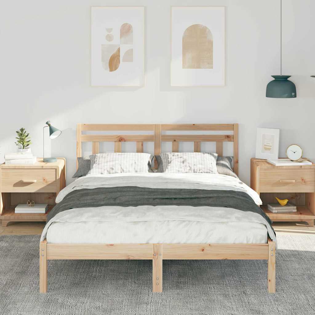Σκελετός Κρεβατιού Καφέ 135 x 190 cm Στερεά ξυλεία πεύκου