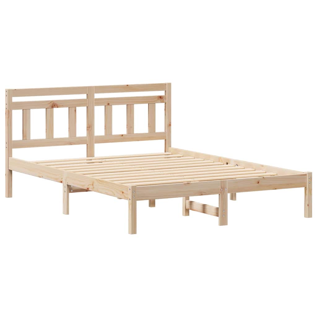 Σκελετός Κρεβατιού Καφέ 135 x 190 cm Στερεά ξυλεία πεύκου