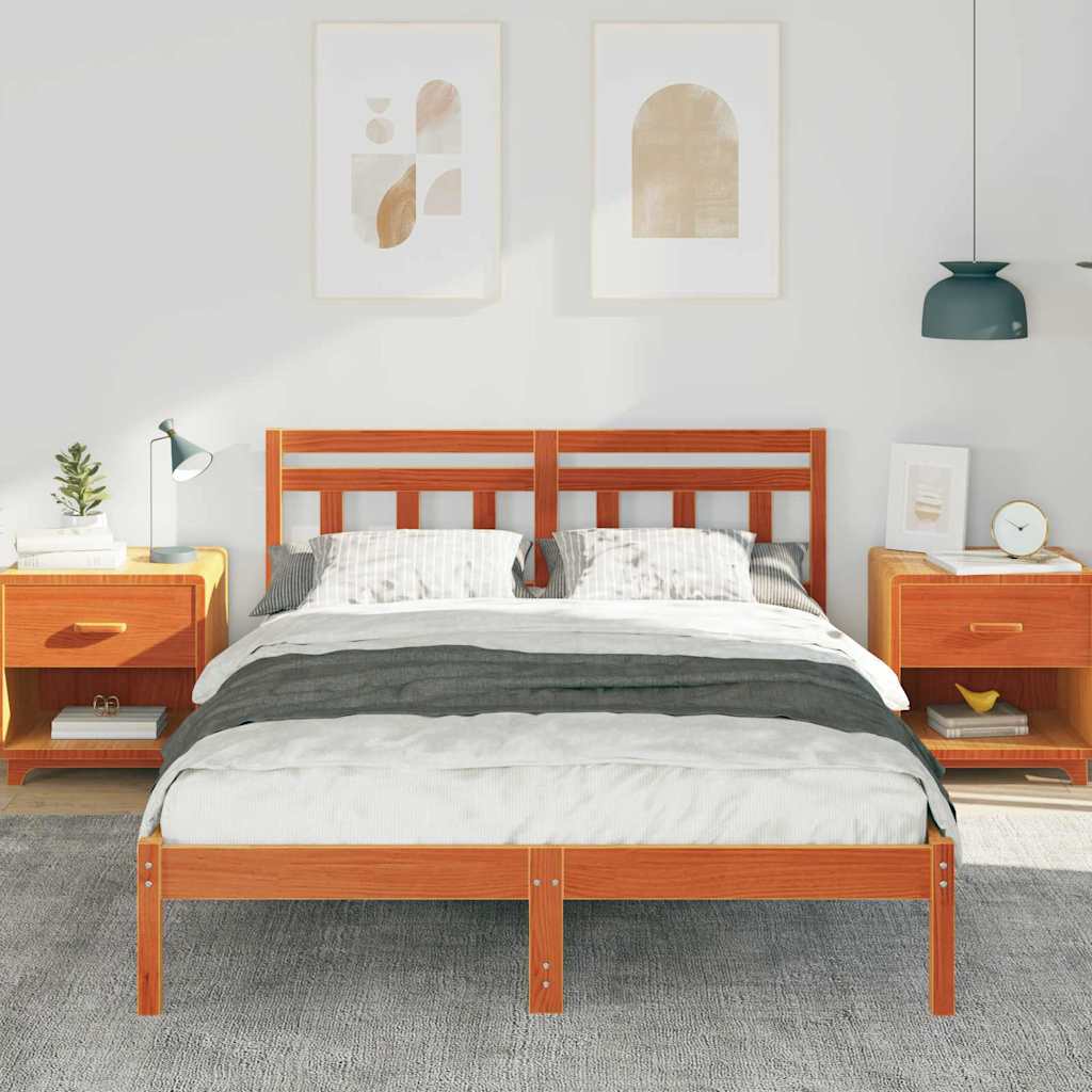 Σκελετός Κρεβατιού Καφέ 135 x 190 cm Στερεά ξυλεία πεύκου