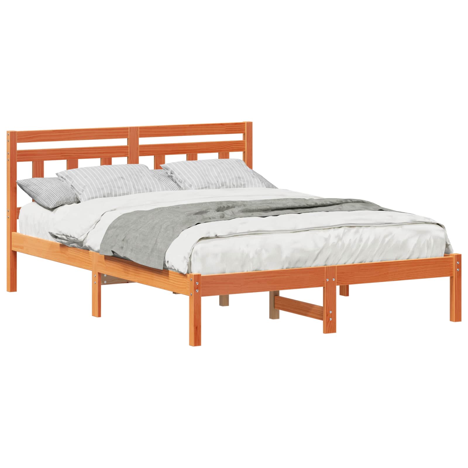 Σκελετός Κρεβατιού Καφέ 135 x 190 cm Στερεά ξυλεία πεύκου