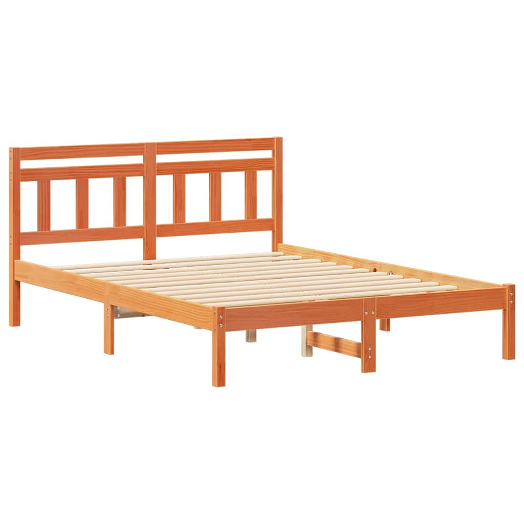 Σκελετός Κρεβατιού Καφέ 135 x 190 cm Στερεά ξυλεία πεύκου