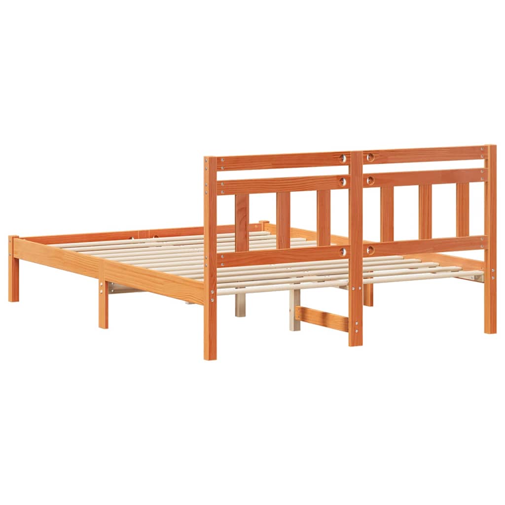 Σκελετός Κρεβατιού Καφέ 135 x 190 cm Στερεά ξυλεία πεύκου