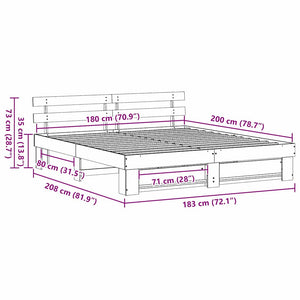 Σκελετός κρεβατιού από πεύκο 180 x 200 cm - Pakobazaar
