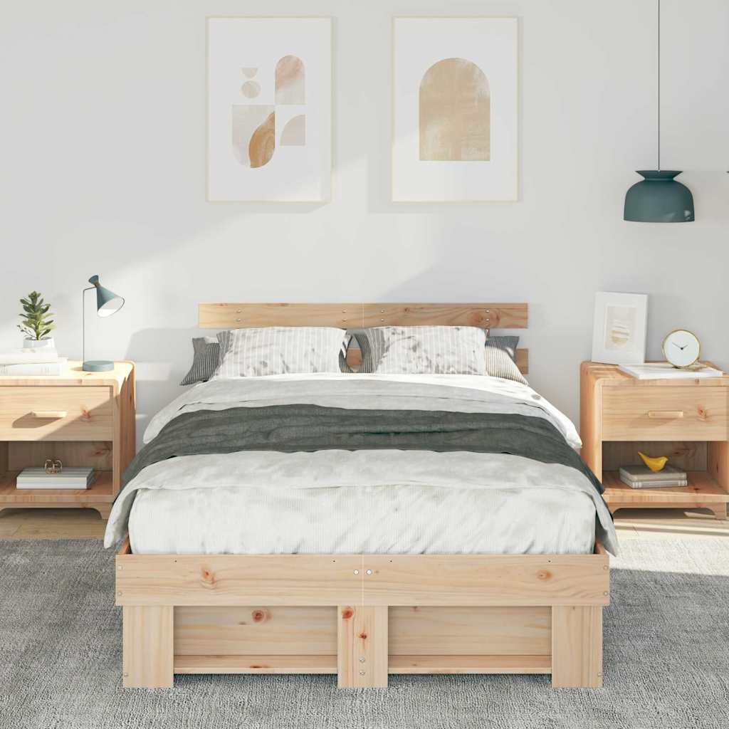 Σκελετός Κρεβατιού Καφέ 135 x 190 cm Στερεά ξυλεία πεύκου