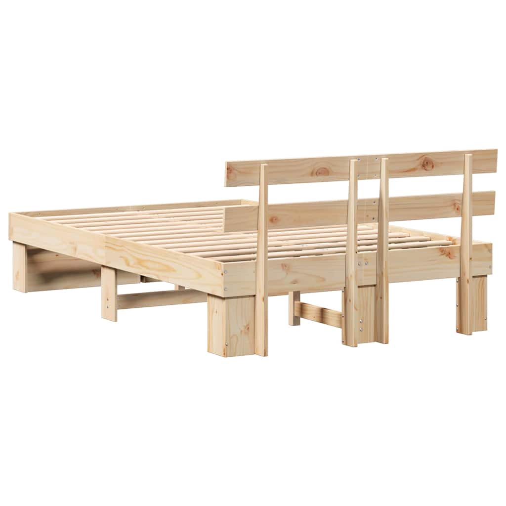 Σκελετός Κρεβατιού Καφέ 135 x 190 cm Στερεά ξυλεία πεύκου