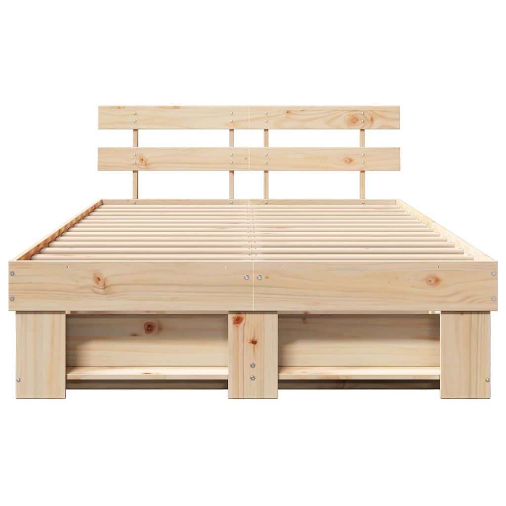 Σκελετός Κρεβατιού Καφέ 135 x 190 cm Στερεά ξυλεία πεύκου