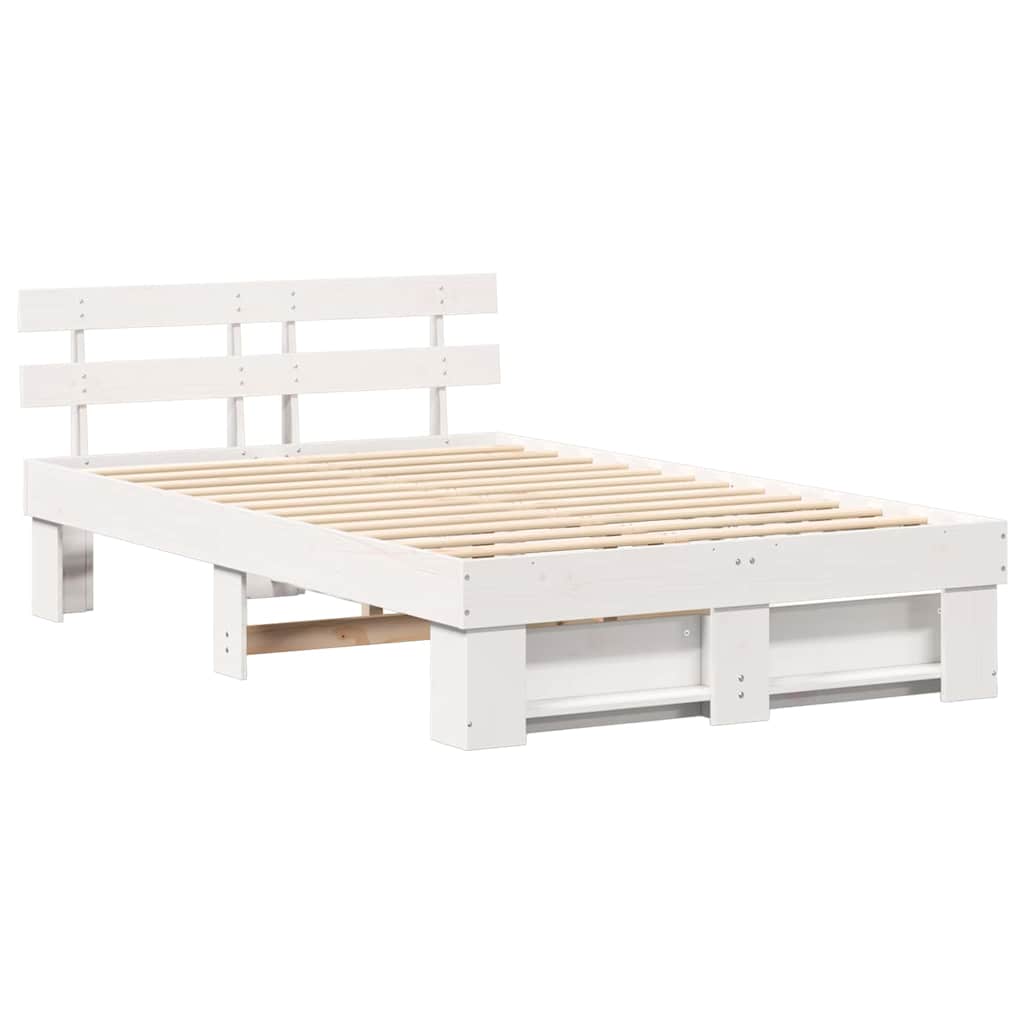 Σκελετός Κρεβατιού Λευκό 135 x 190 cm Στερεά ξυλεία πεύκου