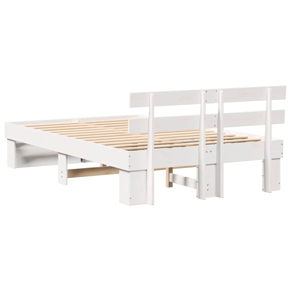 Σκελετός Κρεβατιού Λευκό 135 x 190 cm Στερεά ξυλεία πεύκου