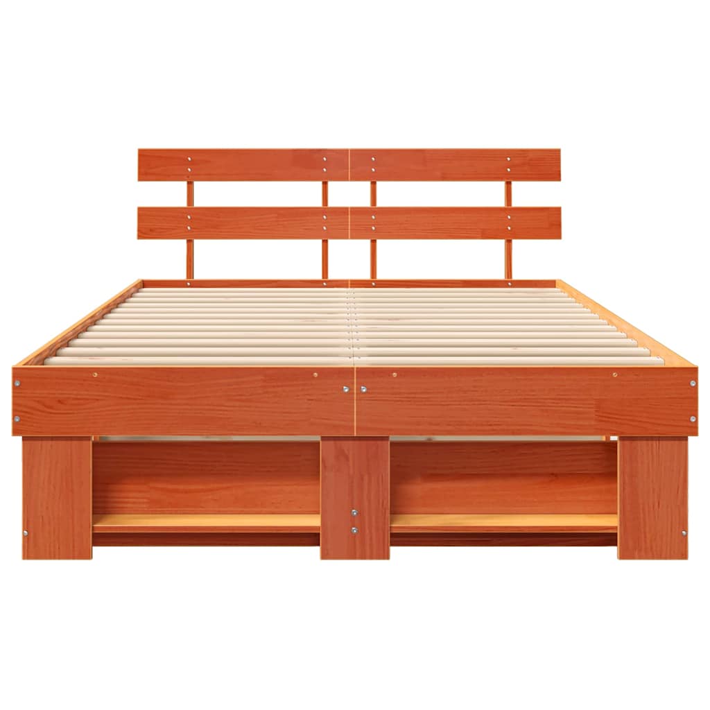 Σκελετός Κρεβατιού με κεφαλάρι Κερωτό καφέ 135 x 190 cm