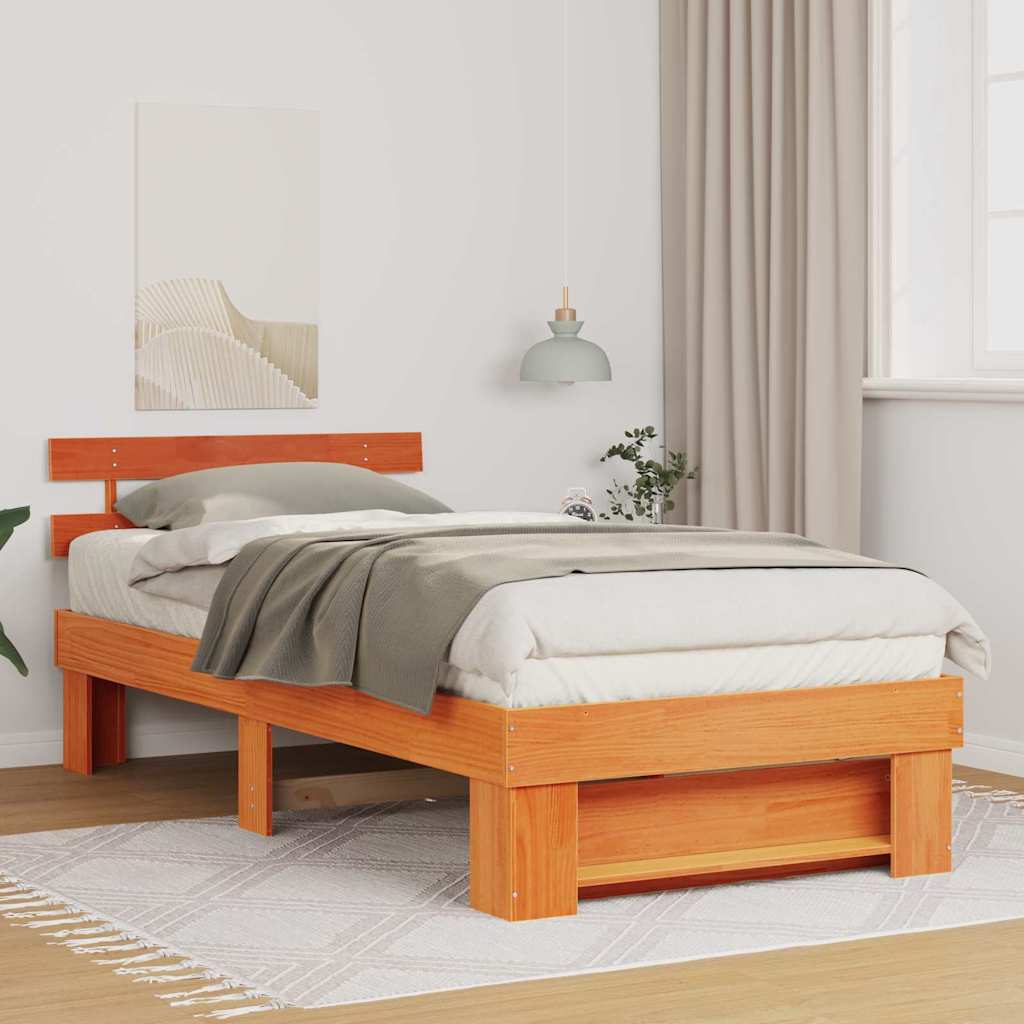 Σκελετός Κρεβατιού Κερωτό καφέ 80 x 200 cm Στερεά ξυλεία πεύκου