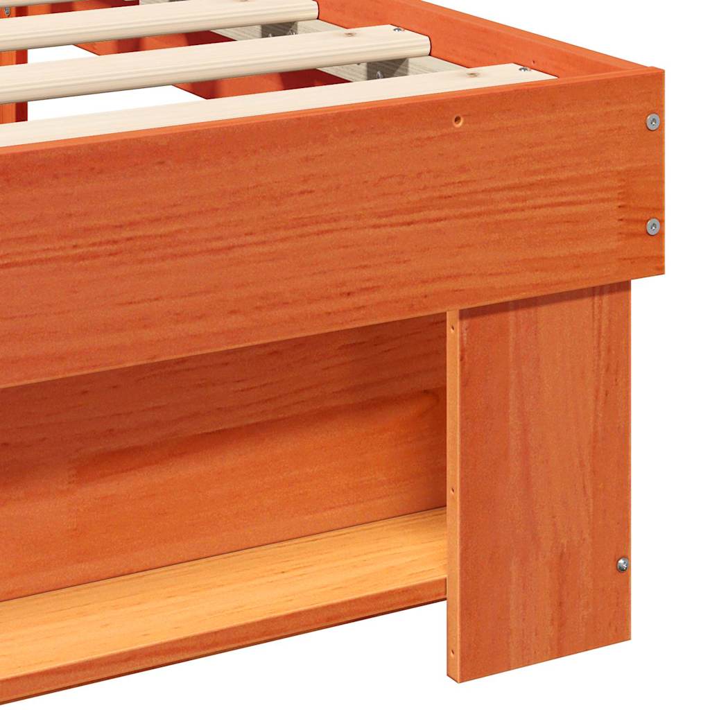 Σκελετός Κρεβατιού Κερωτό καφέ 75 x 190 cm Στερεά ξυλεία πεύκου