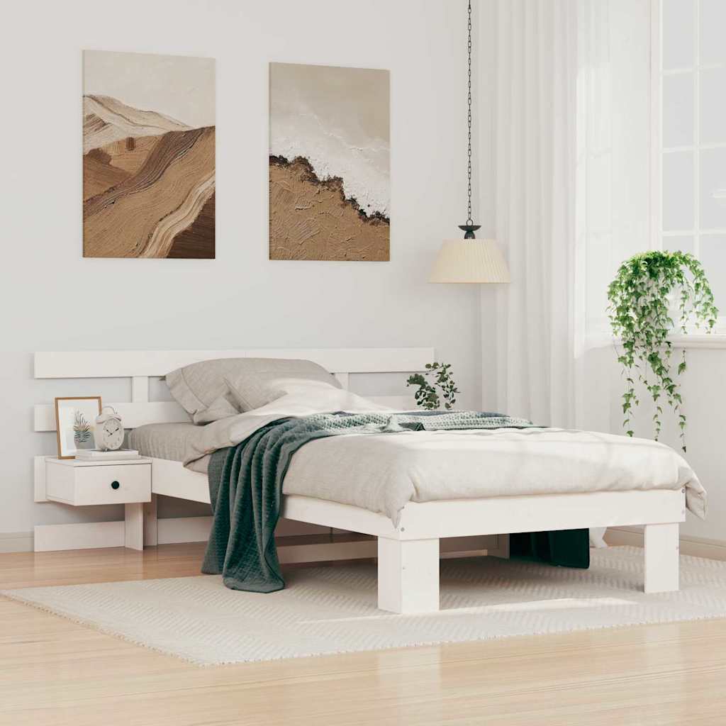 Σκελετός Κρεβατιού Λευκό 90 x 190 cm Στερεά ξυλεία πεύκου