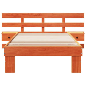 Σκελετός Κρεβατιού Κερωτό καφέ 75 x 190 cm Στερεά ξυλεία πεύκου