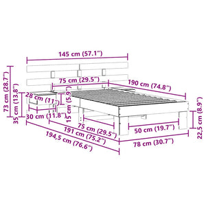 Σκελετός Κρεβατιού Κερωτό καφέ 75 x 190 cm Στερεά ξυλεία πεύκου
