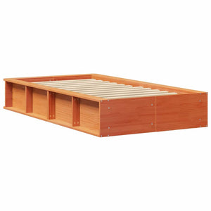 Σκελετός Κρεβατιού Κερωτό καφέ 75 x 190 cm Στερεά ξυλεία πεύκου