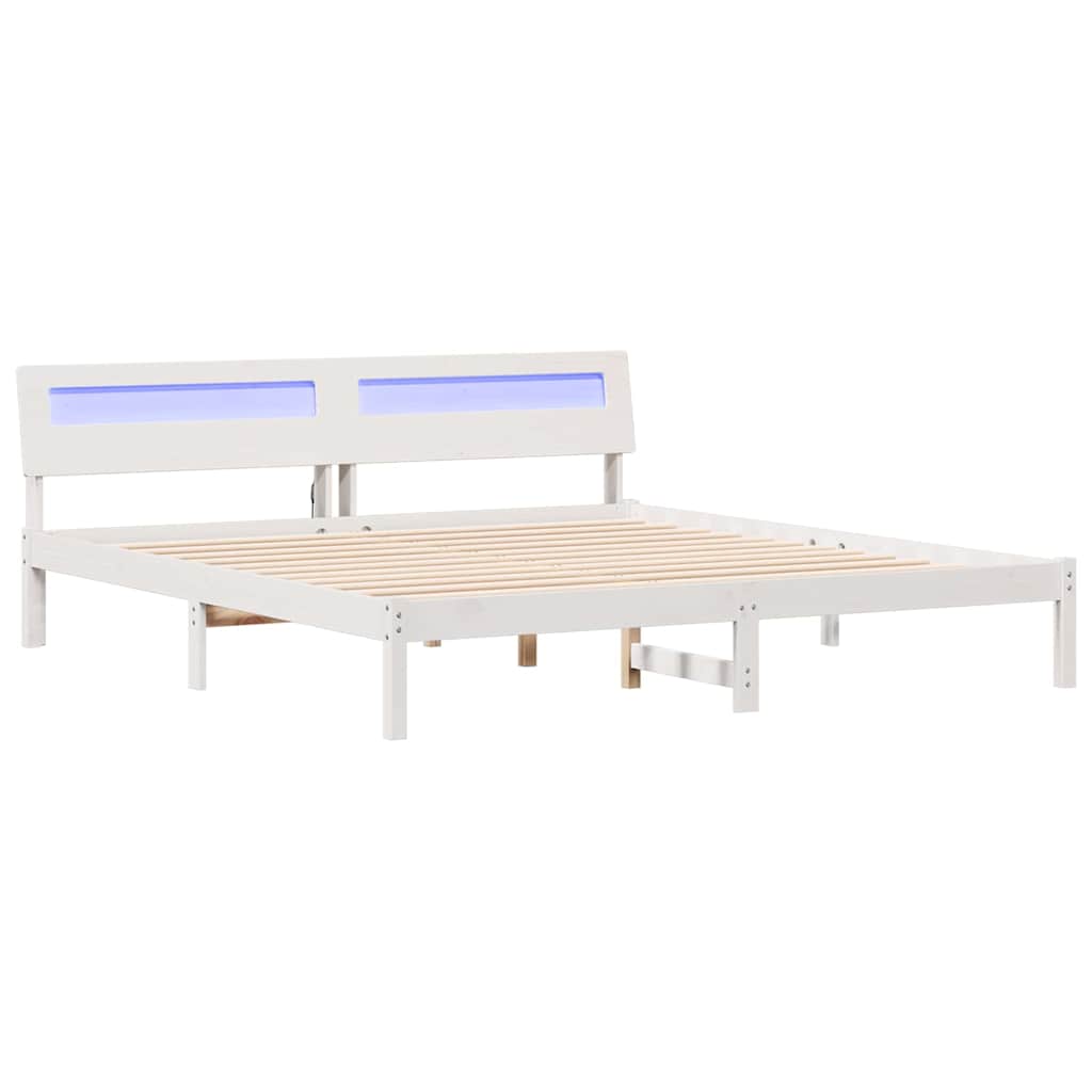 Σκελετός Κρεβατιού Λευκό 180 x 200 cm Στερεά ξυλεία πεύκου