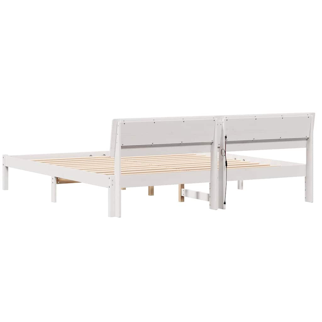 Σκελετός Κρεβατιού Λευκό 180 x 200 cm Στερεά ξυλεία πεύκου